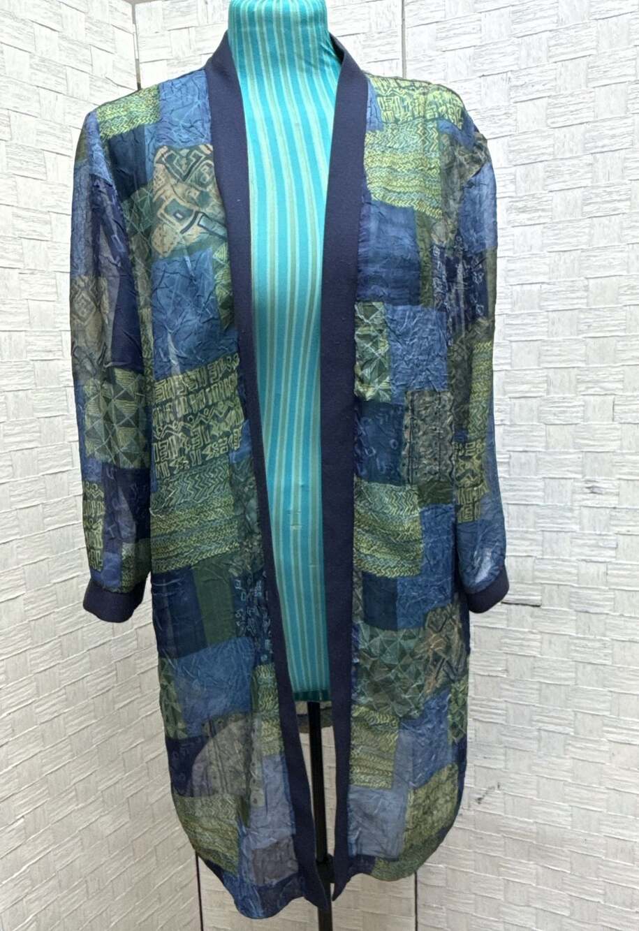 Mhm Melissa Harper Kimono Size 10 Blue Green Patchwork